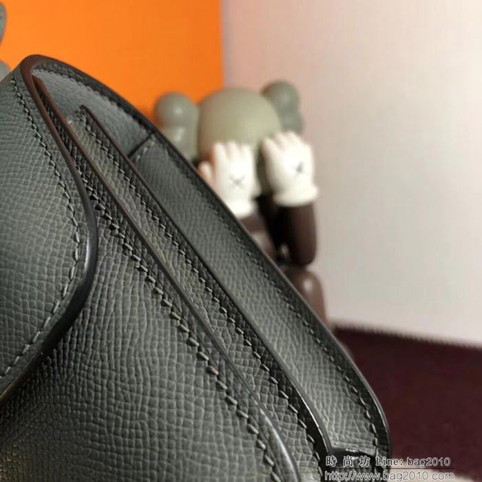 HERMES愛馬仕 空姐包 constance 錫器灰 EPSOM 18cm 金扣 蠟線縫製 單肩斜挎包  Ama1488